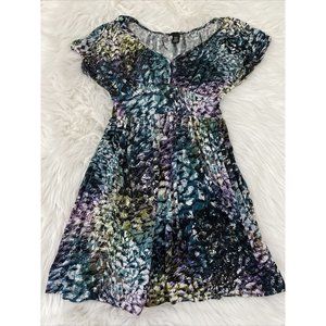 HM womens XS stretch sundress defined mid v neck multicolor EUc